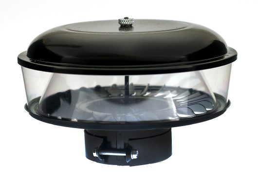 Black circular spinner with a transparent cover and a central rotating mechanism.