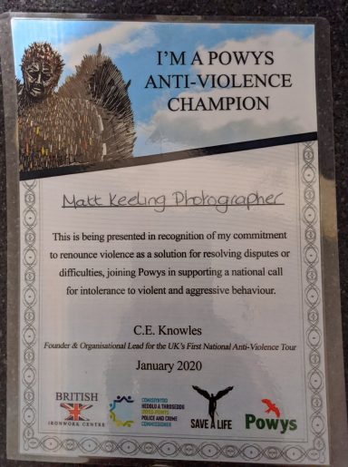 Certificate recognising commitment to anti-violence initiatives, awarded in January 2023.